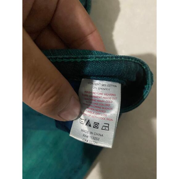 Vintage Y2K Rare Apple Bottoms Jeans by Nelly Green Washed Straight Jean Size 14 - Picture 8 of 8